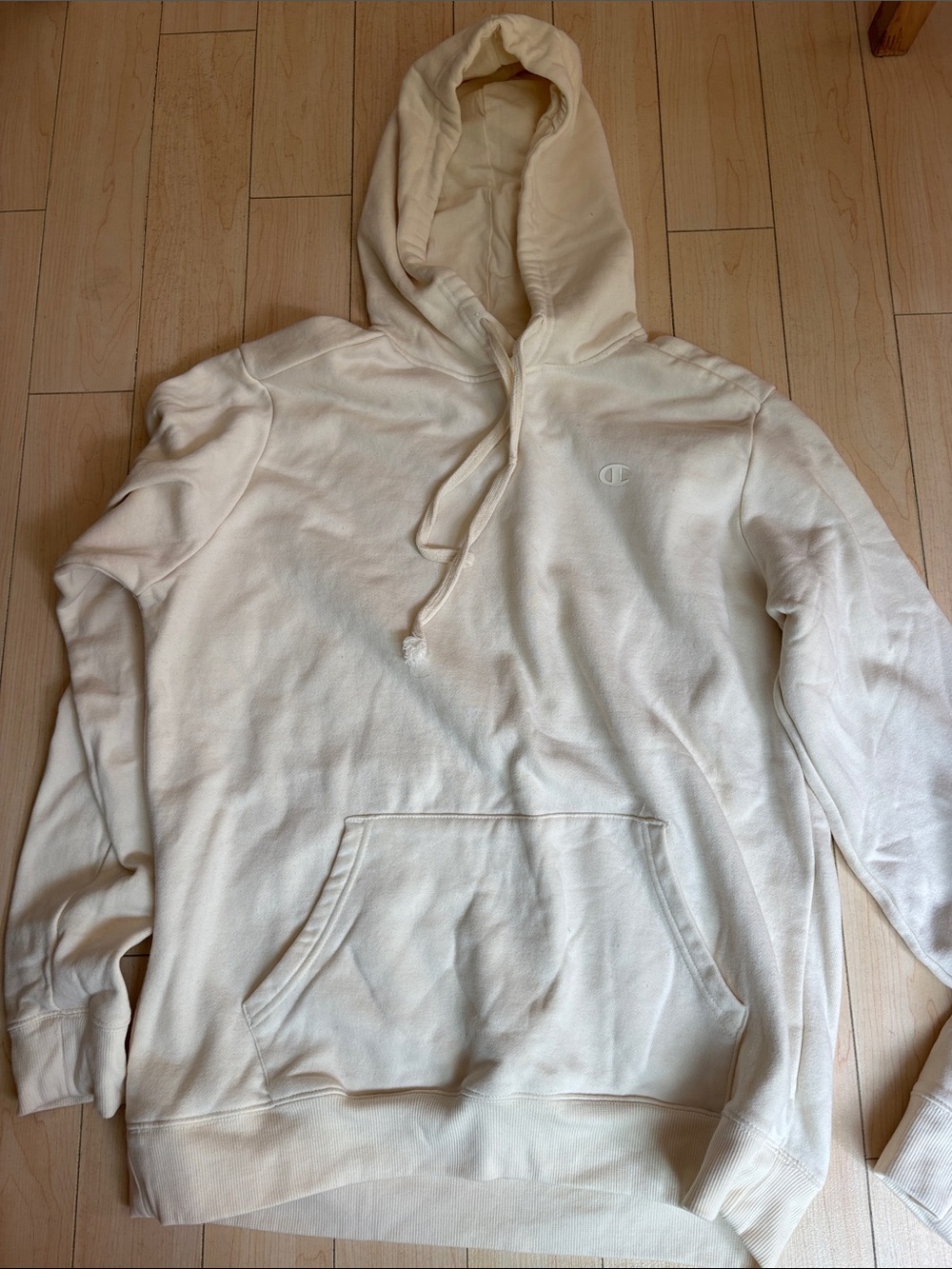Champion Men's Cream Pullover Hoodie